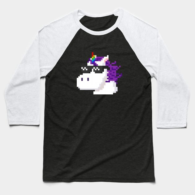 Pixelated Unicorn with shades | Magical Rainbow | Pixel T-shirt gift Baseball T-Shirt by MerchMadness